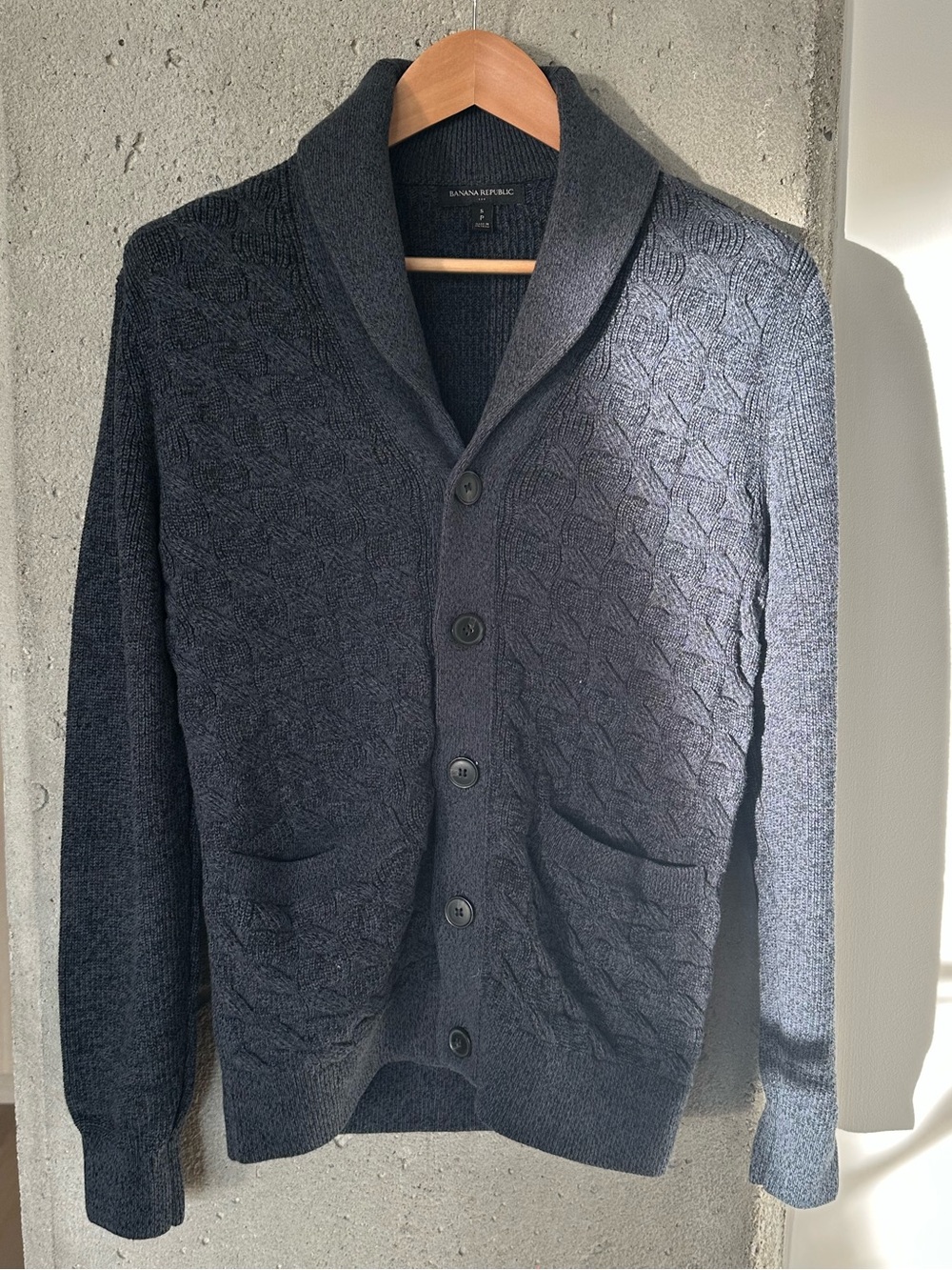 Banana Republic Factory Men’s Shawl Collar Cardigan Blue S
